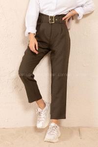 Modalamelif Çift Cep Gold Kemerli Pantolon Haki