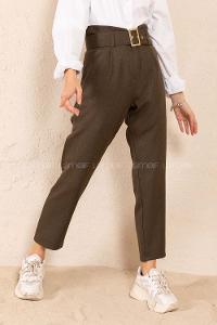 Modalamelif Çift Cep Gold Kemerli Pantolon Haki