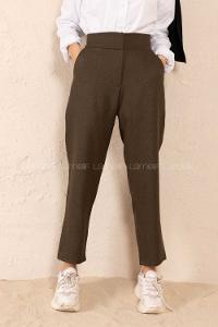 Modalamelif Çift Cep Yüksek Bel Pantolon Haki