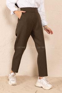 Modalamelif Çift Cep Yüksek Bel Pantolon Haki