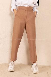 Modalamelif Çift Cep Yüksek Bel Pantolon Hardal