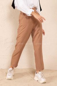 Modalamelif Çift Cep Yüksek Bel Pantolon Hardal