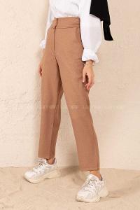 Modalamelif Çift Cep Yüksek Bel Pantolon Hardal