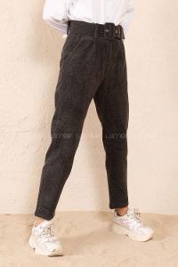 Modalamelif Kaplama Kemerli Kaşe Pantolon Antrasit