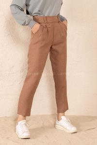 Modalamelif Önü Pileli Kapak Cepli Pantolon Hardal Sarısı