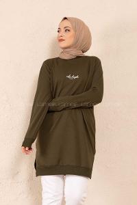 Modalamelif Los Angeles Baskılı Tunik Haki