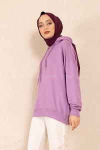 Modalamelif Fermuar Yırtmaç Detaylı Sweatshirt Lila
