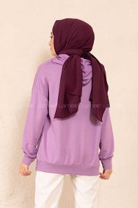 Modalamelif Fermuar Yırtmaç Detaylı Sweatshirt Lila