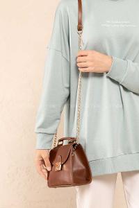 Modalamelif Metal Kilit  Çapraz Çanta Taba