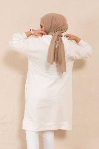 Modalamelif New York Baskılı Uzun Sweatshirt Beyaz