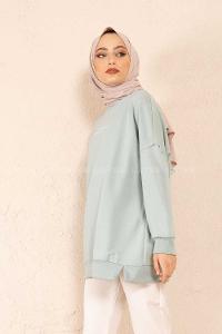 Modalamelif  She Need Yaz Baskılı Sweatshirt Mint Yeşili