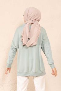 Modalamelif  She Need Yaz Baskılı Sweatshirt Mint Yeşili