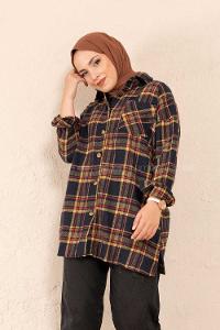 Modalamelif Tek Cepli Ekose Gömlek Hardal Kırmızı