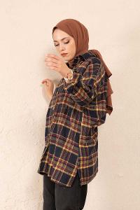 Modalamelif Tek Cepli Ekose Gömlek Hardal Kırmızı