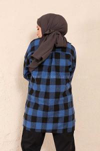 Modalamelif Tek Cepli Ekose Gömlek Saks Mavisi