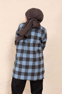 Modalamelif Tek Cepli Ekose Gömlek Siyah Mavi