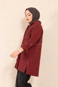 Modalamelif Tek Cepli Kazayağı Gömlek Bordo