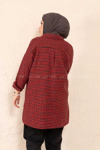 Modalamelif Tek Cepli Kazayağı Gömlek Bordo