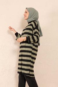 Modalamelif Yarım Boğazlı Balon Kol Tunik Haki