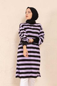 Modalamelif Yarım Boğazlı Balon Kol Tunik Lila