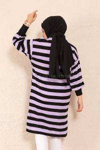 Modalamelif Yarım Boğazlı Balon Kol Tunik Lila