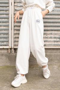 Modalamelif Bel Lastikli Bus Yazı Nakışlı Eşofman Pantolon Beyaz