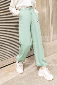 Modalamelif Bel Lastikli Bus Yazı Nakışlı Eşofman Pantolon Çağla