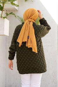 Modalamelif Bisiklet Yaka Jakarlı Tunik Haki