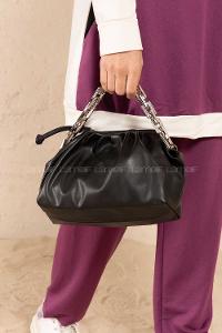 Modalamelif Büzgülü Bottega Model  Çanta Siyah