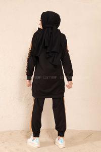 Modalamelif leopar İkili Takım Siyah