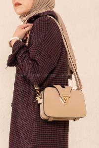 Modalamelif Şahvez Deri Eva Model Çapraz Çanta Vizonrengi