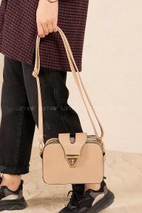 Modalamelif Şahvez Deri Eva Model Çapraz Çanta Vizonrengi