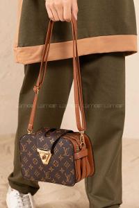 Modalamelif Şahvez Deri Eva Monogran Çapraz Çanta Taba