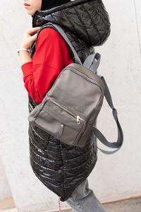 Lamelif  Saten Sırt Çantası Gümüş