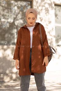 Modalamelif Çift Cepli Gömlek Tarçın