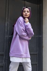 Modalamelif Etek Ucu Garnili Salaş Tunik Lila