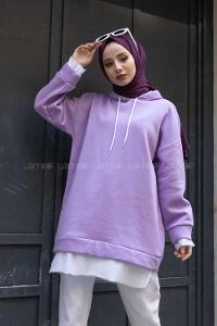 Modalamelif Etek Ucu Garnili Salaş Tunik Lila