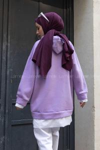 Modalamelif Etek Ucu Garnili Salaş Tunik Lila