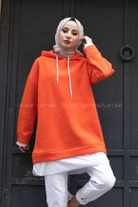 Modalamelif Etek Ucu Garnili Salaş Tunik Oranj