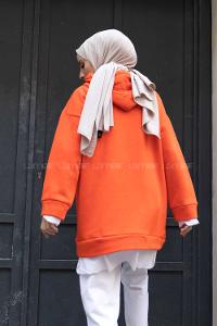 Modalamelif Etek Ucu Garnili Salaş Tunik Oranj