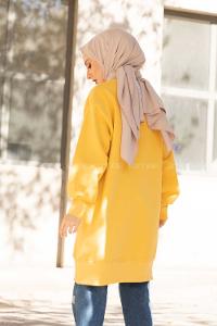 Modalamelif Etek Ucu Renkli Etiketli Tunik Sarı