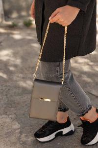 Modalamelif İthal Tasarım Kapaklı Luna Cüzdan Çanta Antrasit