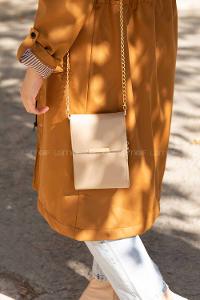 Modalamelif İthal Tasarım Kapaklı Luna Cüzdan Çanta Vizonrengi