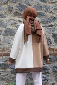 Modalamelif Kapşonlu Garnili Scuba Sweatshirt Soft Kahve