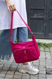 Modalamelif  Krinkıl Kumaş Çapraz Çanta Fuşya