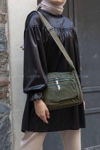 Modalamelif  Krinkıl Kumaş Çapraz Çanta Haki