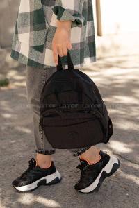 Modalamelif Krinkıl Kumaş Üç Bölmeli Sırt Çantası Siyah