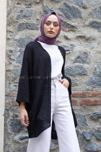 Modalamelif Yarasa Kol Hırka Siyah