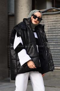 Black Hood Neck Zero Arm Without Accessories Cotton Unprinted Vest