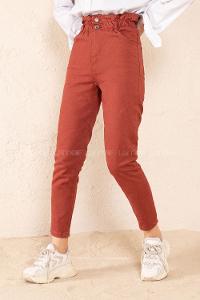 Modalamelif Beli  Lastikli Çift Cepli Jean Gül